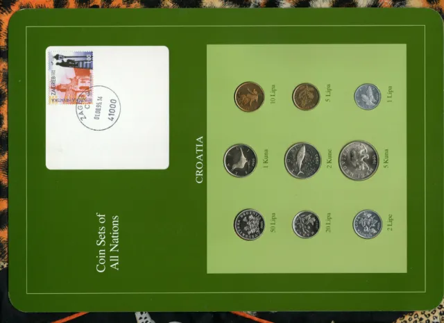 Coin Sets of All Nations Croatia 1993 & 1995 UNC 2, 5 Kuna 1993 1 Kuna 1995