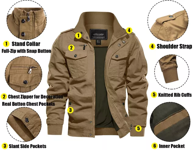 Tactical Men's Military Cargo Jacket Cotton Coat Army Winter Bomber Jacket Man 2