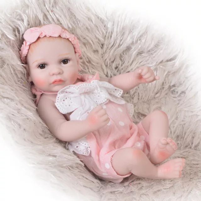 Mini 11 Inch Reborn Doll Full Silicone Vinyl Body Painted Hair Waterproof Toy 3