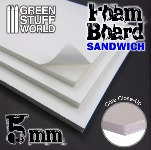 Foamboard 5 mm - Light Foam Board - DIN A4 Size - 2 sheets - Scratch Diorama