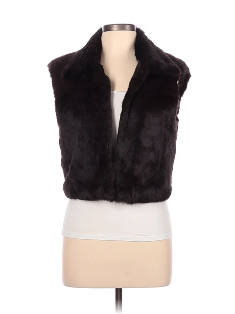 Theory Women Black Faux Fur Vest L