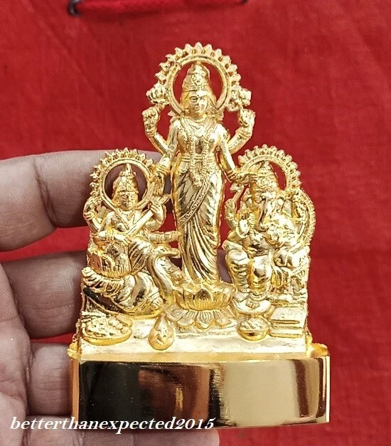 Figurine Hindou Déesse Lakshmi – Skywalk, Métal Doré, Inde