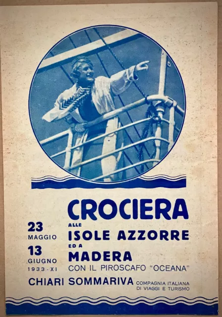 Piroscafo Oceana-Crociera Isole Azzorre ed a Madera-Brochure originale- 1933 -