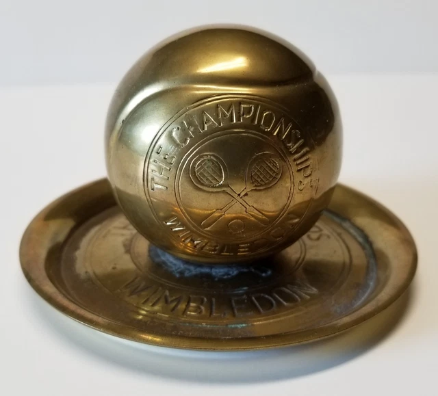 VINTAGE THE WIMBLEDON Championship Brass Tennis BallDish Tray Plate