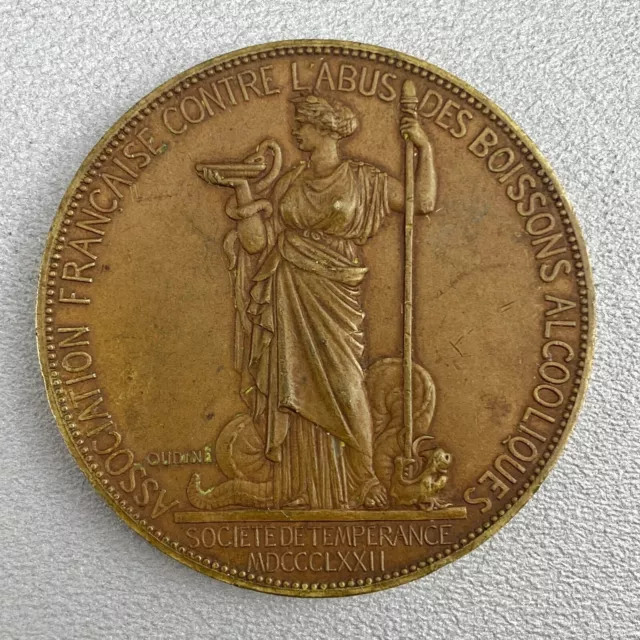 Bronze-Medaille v. 1902, Frankreich, Verein Alkohol-Missbrauch, Entwurf Oudiné