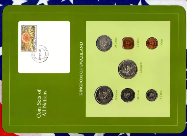 Coin Sets of All Nations Swaziland 1975-1982 UNC 1 cent 1975 1 Lilangeni 1979