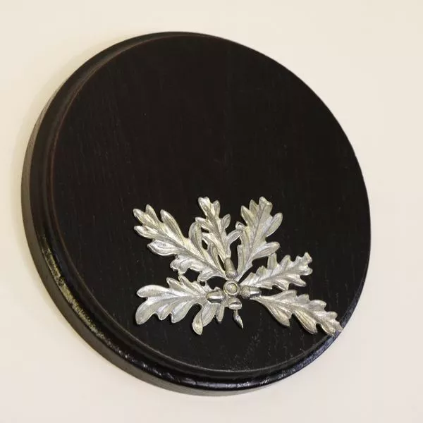 Placa de Jabalí Tablero Keiler Escudo Trofeo Redondo Oscuro Af 13cm Hoja Roble