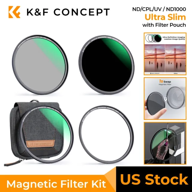 K&F Concept Magnetic ND/CPL/UV / ND1000 Filter Adapter Ring Kit for Camera Lens