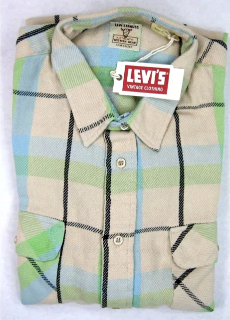Levi's LVC Levis Vintage Clothing  Shorthorn Shirt Ecru Check  100% Cotton