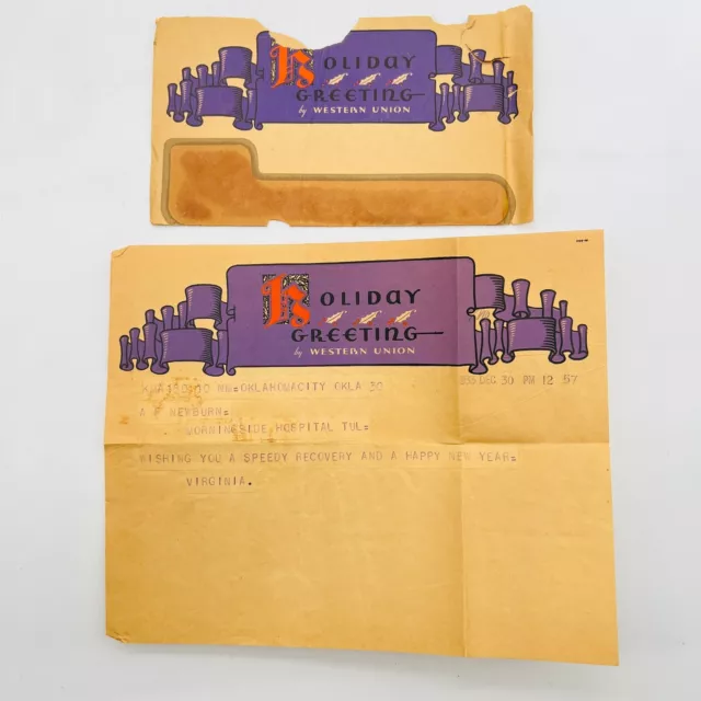VTG 1933 New Year Christmas Holiday Greeting Western Union Telegram Message