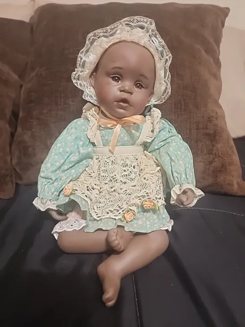 Vintage Ashton Drake DANIELLE 12" Porcelain Doll Yolanda Bello Black Baby Doll