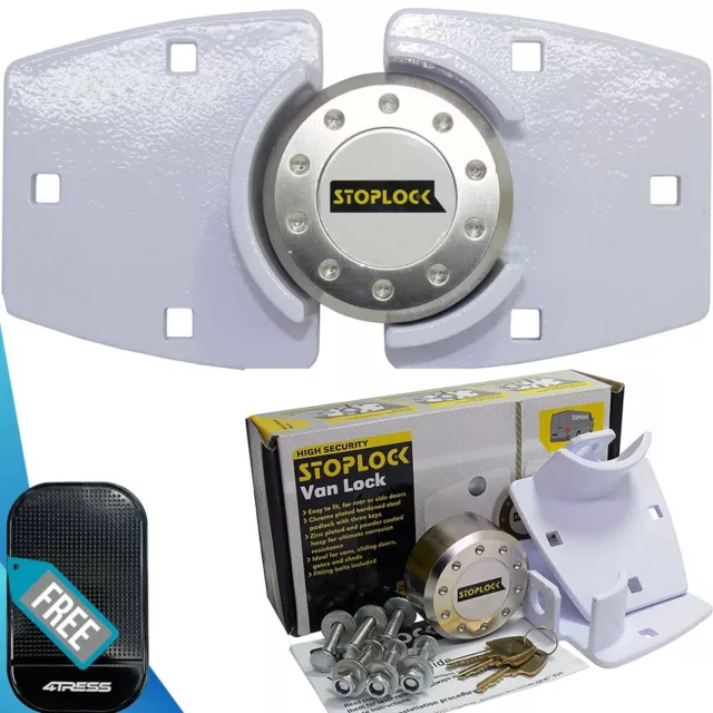 Heavy Duty Van Door Lock Hasps Padlock Stoplock White Anti-Theft 3 Keys. Mat✅