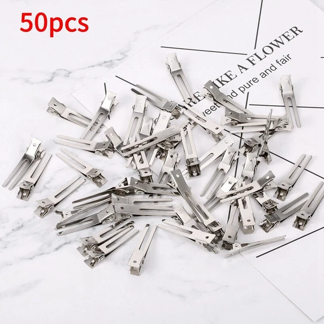 Parrucchiere doppio ping pin regolazione sezione metallo rollio morsetti capelli 7464