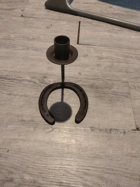 Horse Shoe Candle Holder Single Candle Farmhouse Equine Rustic Cast Iron Western