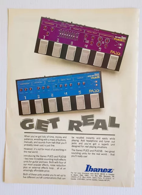 IBANEZ multi effects PUE5 magazine ad pin-up pull-out poster 1 page 2