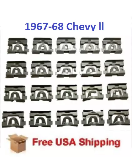 Fits 1967-68 Chevy ll Rear Glass Window Windshield Molding Trim Reveal Clips GM