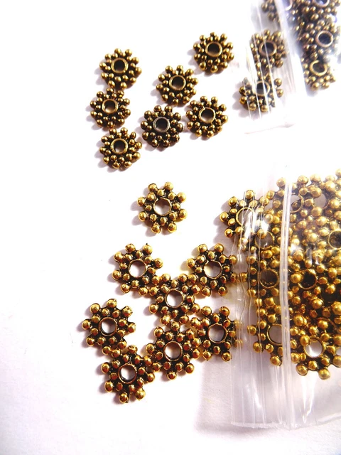 92 piezas cuentas espaciadoras margarita 2 tamaños antiguo tono dorado