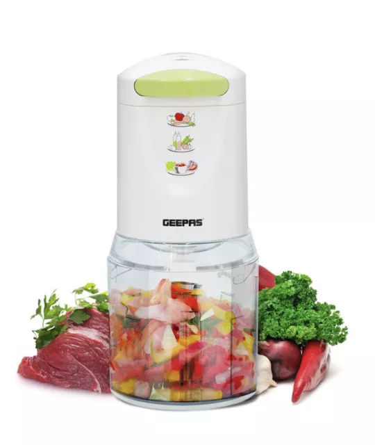 Geepas Mini Lebensmittelhäcksler Verarbeitung Fleisch Gemüse Multi Mixer 0,5 l Glas