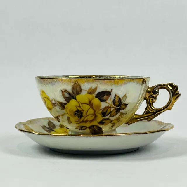 Vintage Royal Sealy China Collectible Floral Tea Cup and Saucer w/ Gold Design