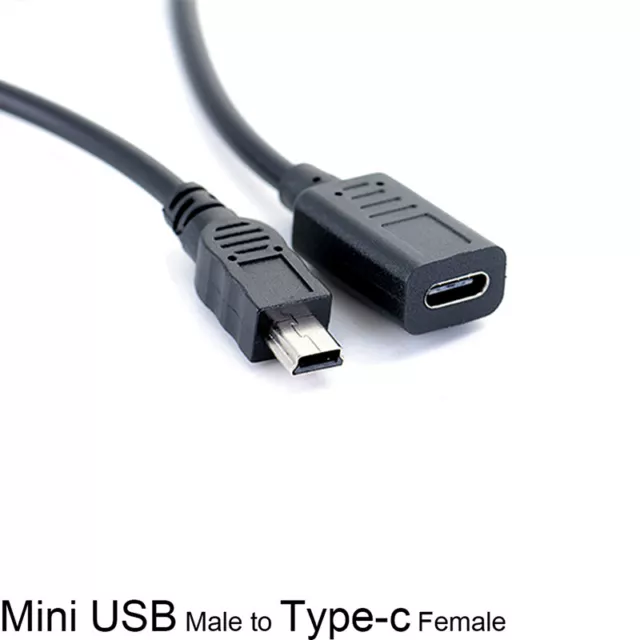 Mini USB Male to Type-c Female Charge Data Adapter Cable CordH-il