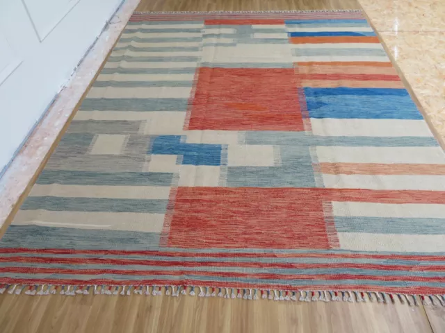 A DAZZLING NEW HANDMADE AZERBAIJAN ORIENTAL WOOL ON WOOL KILIM  (304 x 248 cm)+