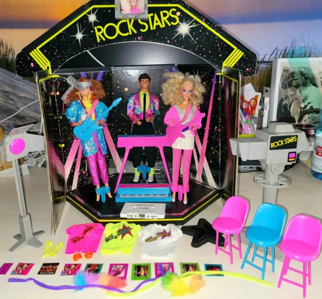 Barbie Rockstars 80iger: 3 St. MIT Bühne, viel Zubehör Inkl.Rarität KASSETTE***!