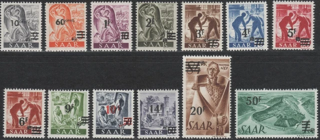 Saarland 1947, Mi-Nr. 226Z - 238Z**, "Berufe und Ansichten", postfrisch