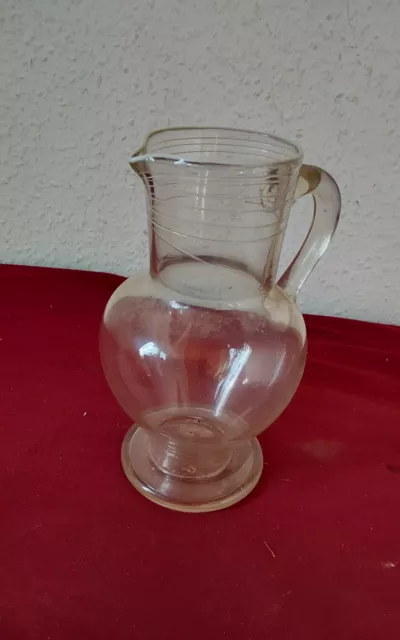 Lauscha; Lauschaer Glas; Fadenglas Krug mit Abriß; Saftkrug; ca. 0,5 ltr