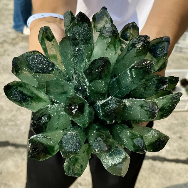 4.6LB New Find Green Phantom Quartz Crystal Cluster Mineral Specimen Healing 12