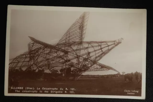 The Catastrophe to The Dirigible Postcard Zeppelin Blimp Airship RPPC Amiens