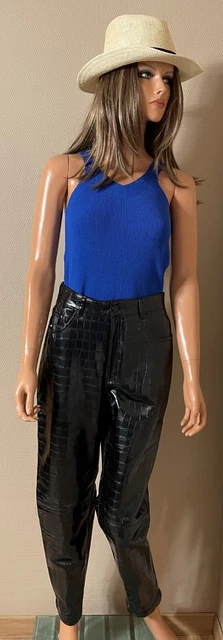 Pantalon Jegging Zara Noir Effet Croco - Taille M (38/40) - Occasion Très Bon état