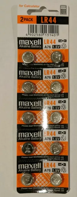 10 NEW Maxell Lr44 A76 Ag13 357 L1154 Alkaline 303 Sr44 Batteries Cell 1.5v
