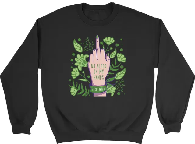 Funny Vegetarian Sweatshirt Mens Womens No Blood on my Hands Gift Jumper