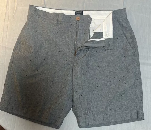 J.Crew Factory 9" Gramercy Short Men’s Size 34 Gray Blue Dot Flat Front NWOT