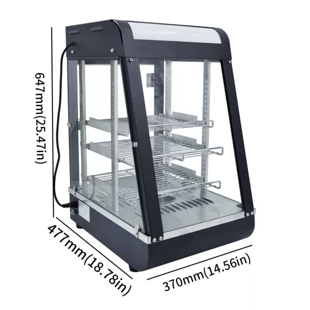 Commercial Food Warmer Cabinet 3 Tiers Pizza Warmer Hot Display Pastry Showcase 2