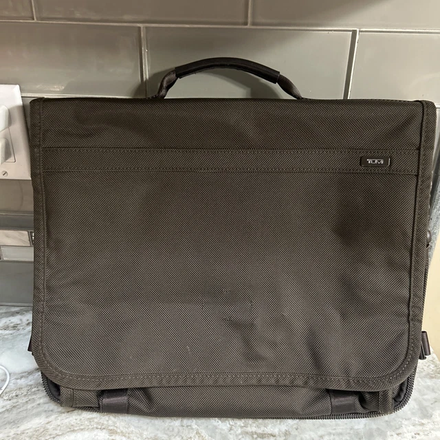 Tumi Tech Ballistic Nylon Briefcase Messenger Laptop Bag Brown Double Comp.