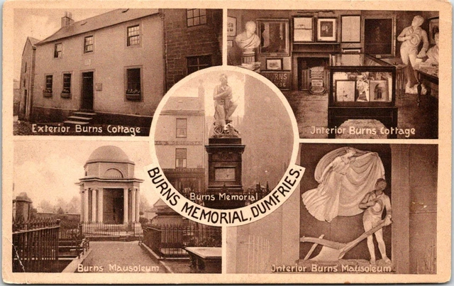 Postcard Burns Memorial Cottage Mausoleum Dumfries Scotland A41