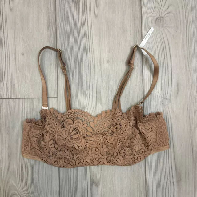 NEW Aerie Size 32C Balconette Brown Lace Bra Underwire