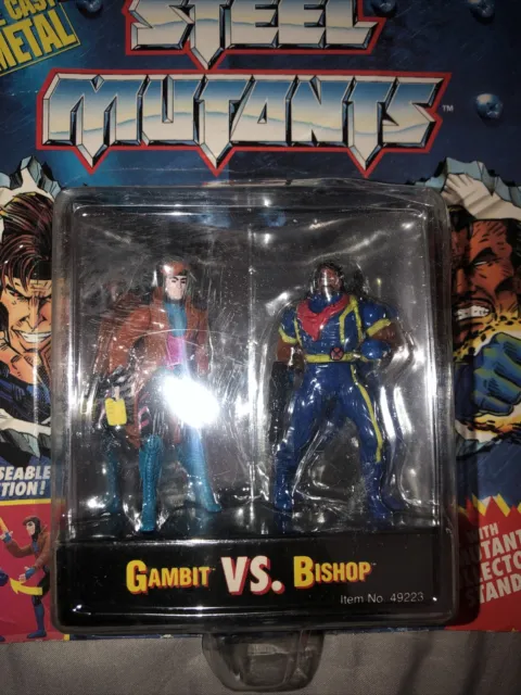 Marvel X-Men Steel Mutants GAMBIT vs BISHOP Die Cast Metal Toy Biz Figure New 2