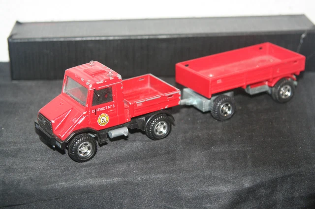 MAJORETTE 3040/3070 - MERCEDES-BENZ Unimog Fire Rescue + remorque 1