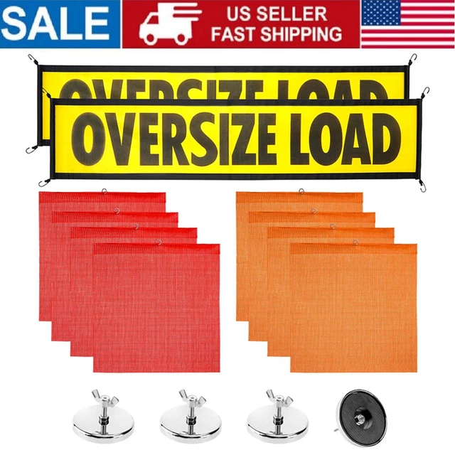 UPGRADE OVERSIZE LOAD Banners, Safety Flags for Trucks W/ Kit