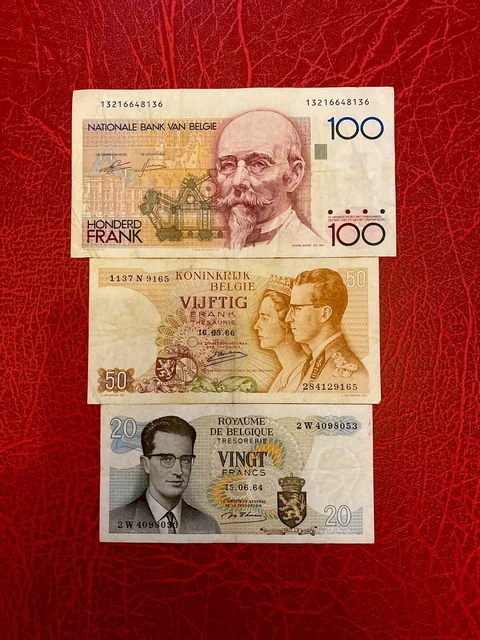 Lot 3 Billets Belgique🇧🇪 -20/50/100 Francs -Voire Images Pour État Billets