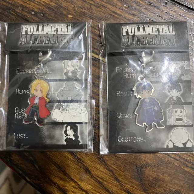 Fullmetal Alchemist Character Metal Zipper Charm Roy, Edward Elric Lot Of (2)