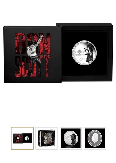 BON SCOTT AC/DC 1oz SILVER COLLECTOR COIN perth mint 1/5000 minted 2024 ...