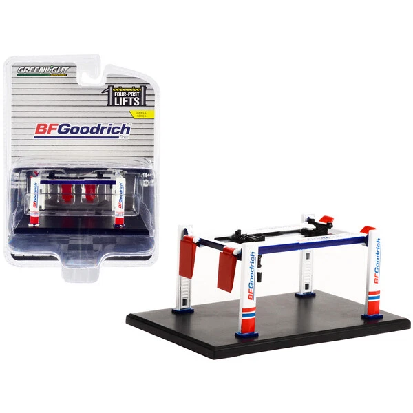 "Elevador ajustable de cuatro postes "BFGoodrich"" blanco y rojo ""Elevadores de cuatro postes"" ""Cuatro-...