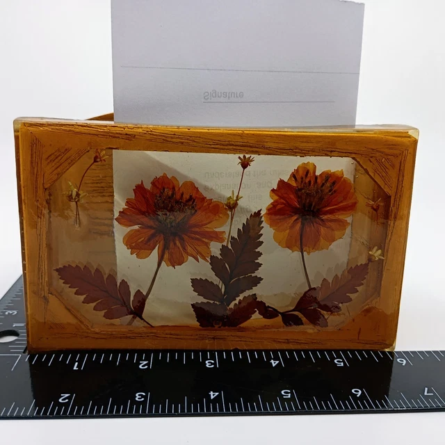 Diseño Regalos Portacartas Madera Flores Prensadas Resina De Colección Boho