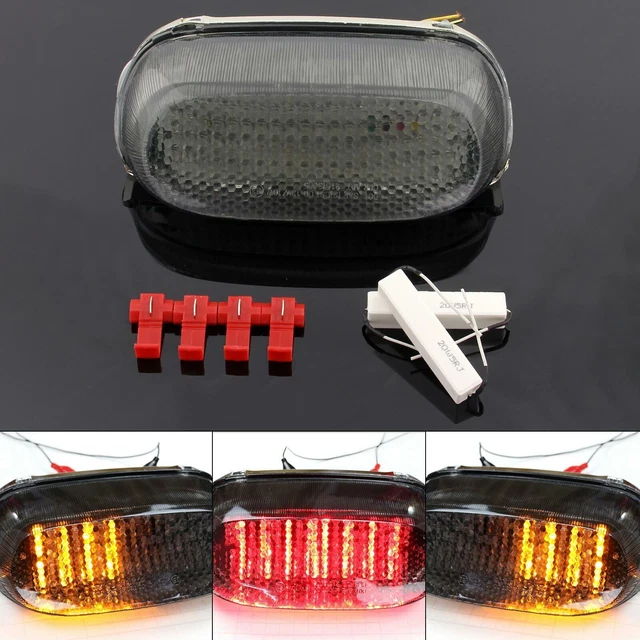 FYOBOT - Feu Arrière LED Intégré Moto Pour Kawasaki Z1000 | Clignotants Incorporés | Noir/Transparent | 2014-2019