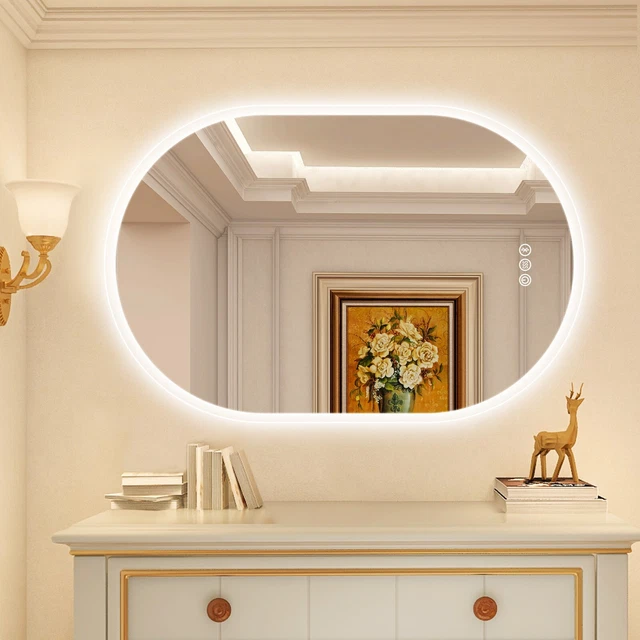 24X36IN OVAL LED Bathroom Mirror 3 Color Temperature Bluetooth Vanity
