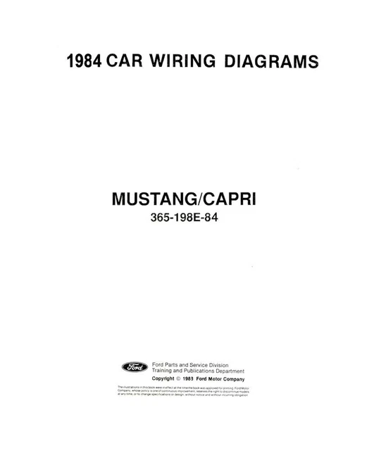 1984 FORD MUSTANG, Capri Electrical Wiring Diagrams Schematics Factory