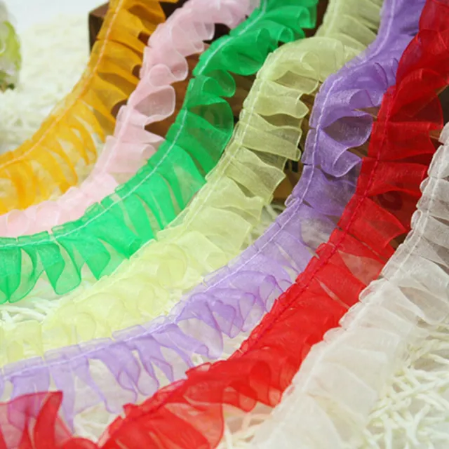 5 Meters Ruffle Unilateral Organza Lace Ribbon Trim 25mm Sewing Wedding